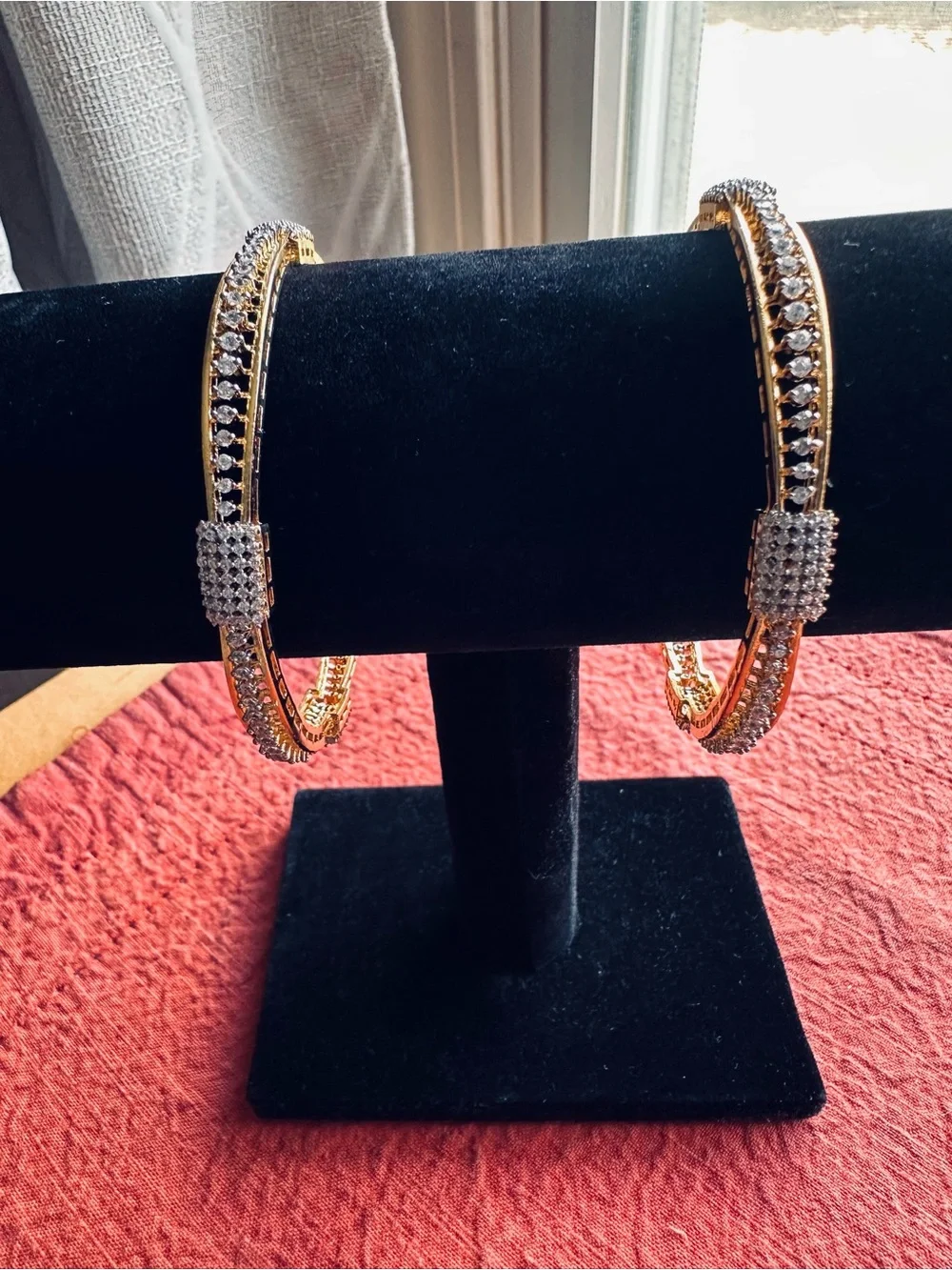 Gold-Tone Crystal Pavé Bangle Bracelet - Women Jewelry size 2.8